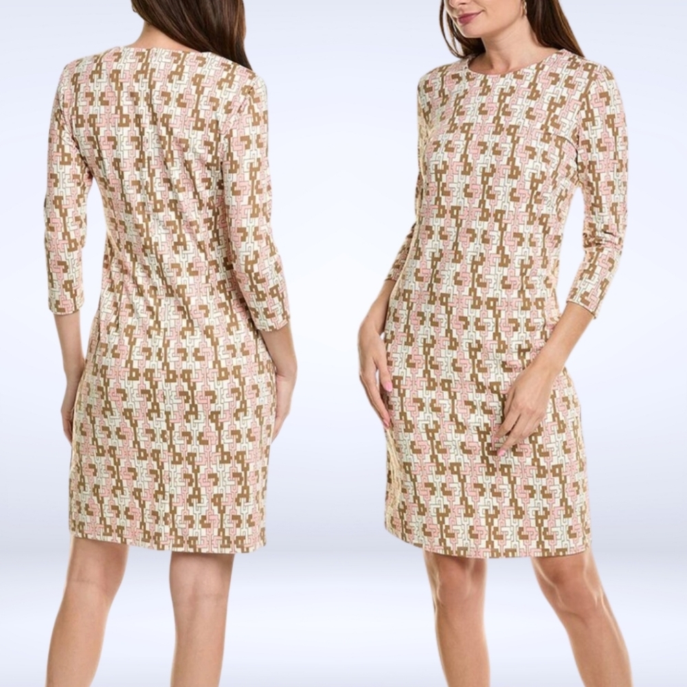 J. McLaughlin Sophia Midi Dress Peach Islet Link Print Catalina Cloth Size M